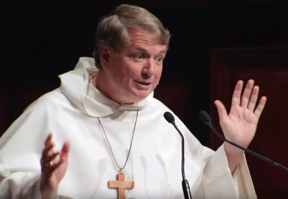 Archbishop Anthony Fisher, debating ethicist Peter Singer at Sydney Town Hall, 13 August 2015