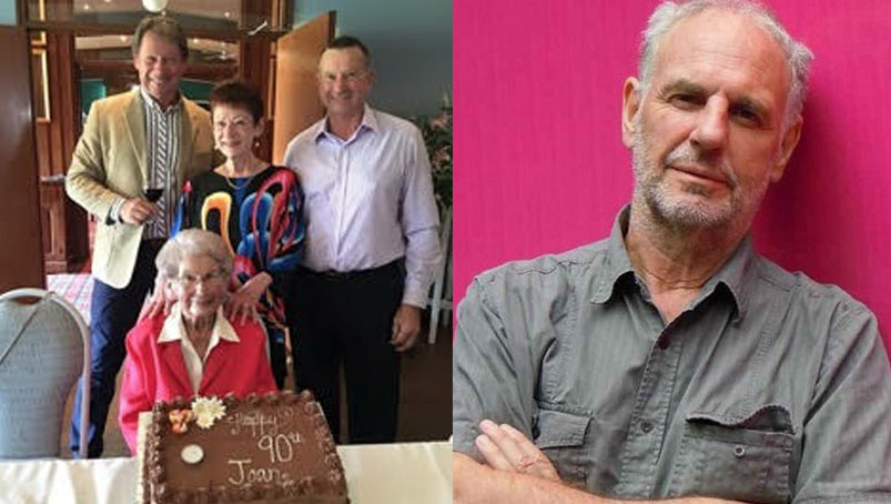 Joan Upton (with cake) pictured with her children Greg, Annette and Robert. Right: Philip Nitschk